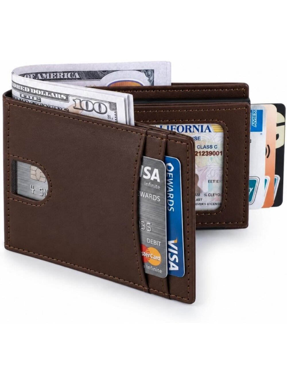 Slim RFID Blocking Wallet for Men, Minimalist Leather Pop Up Card Holder, Gift